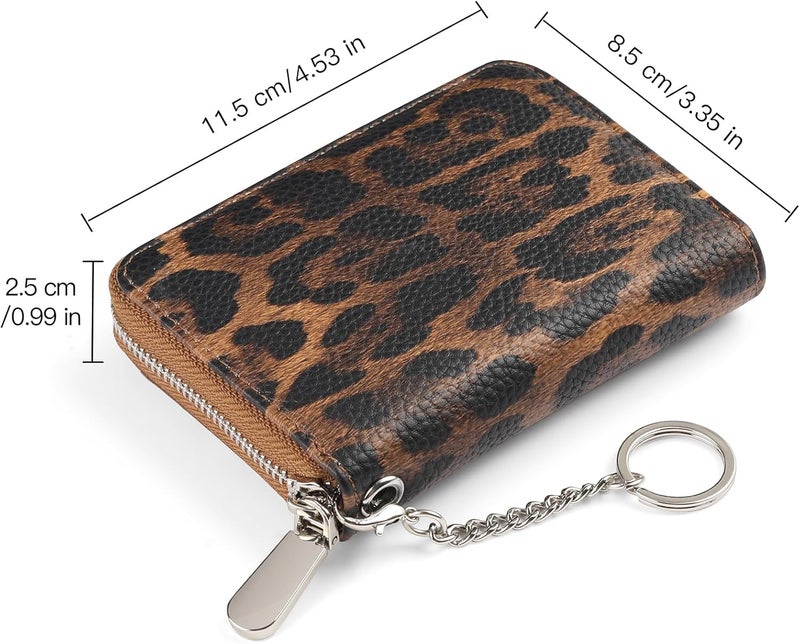 SENDEFN Small Credit Card Holder Wallets for Women RFID Blocking Leather Keychain Cards Cases with ID Window - Image 4